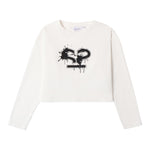 SARABANDA shirt girocollo tinta unita con stampa in contrasto Bianco per Bambina 0A612 BIANCO SARABANDA 