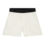 Karl Lagerfeld Mädchen Shorts aus Kunstleder in einfarbiger Optik mit elastischem Bund und Logo in Creme