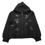 LIU JO felpa con zip e cappuccio tinta unita con brillantini Nero per Bambina KF4109JX NERO LIU JO 