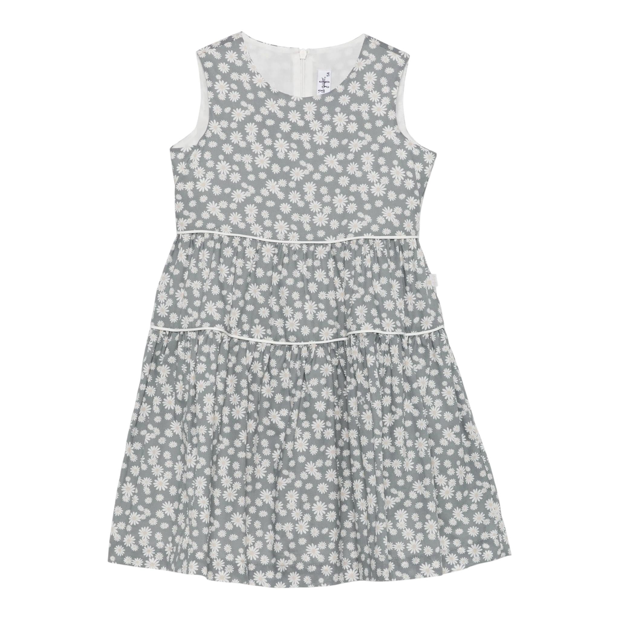 Il Gufo Abito Giromanica Tinta Unita con Stampa Floreale per Bambina P25VA319C4138J GRIGIO IL GUFO 