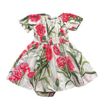 Dolce & Gabbana Set Abito Tinta Unita con Fantasia Fiori-Coulotte per Neonata L23DI3 BIANCO DOLCE & GABBANA 