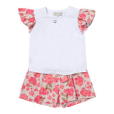 Twinset Complete 2-teiliges T-Shirt-Bermuda zweifarbig weiß/pink für Mädchen
