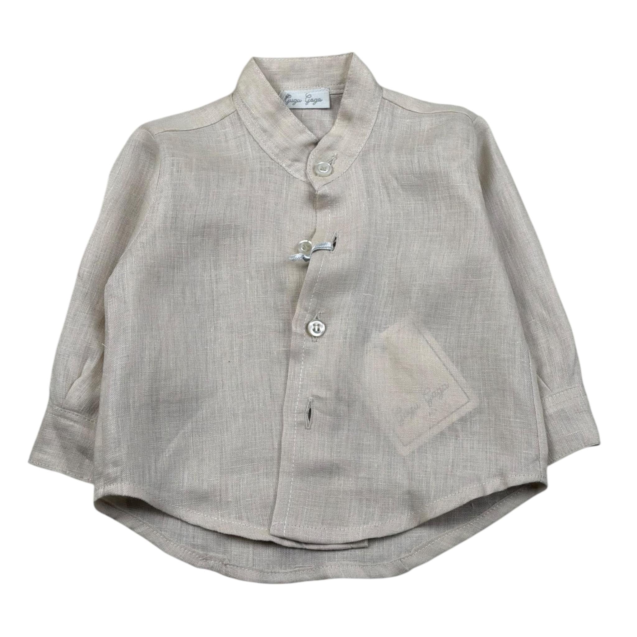 Gugu Gaga Camicia Manica Lunga Tinta Unita Collo Coreano per Neonato GM1007I BEIGE GUGU GAGA 