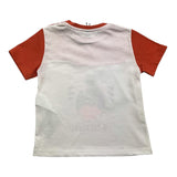 Please T-Shirt Rundhals zweifarbig mit weiß/orangem Aufdruck für Neugeborene
