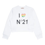 N°21 Einfarbiges Rundhals-Sweatshirt mit weißem Aufdruck für Jungen
