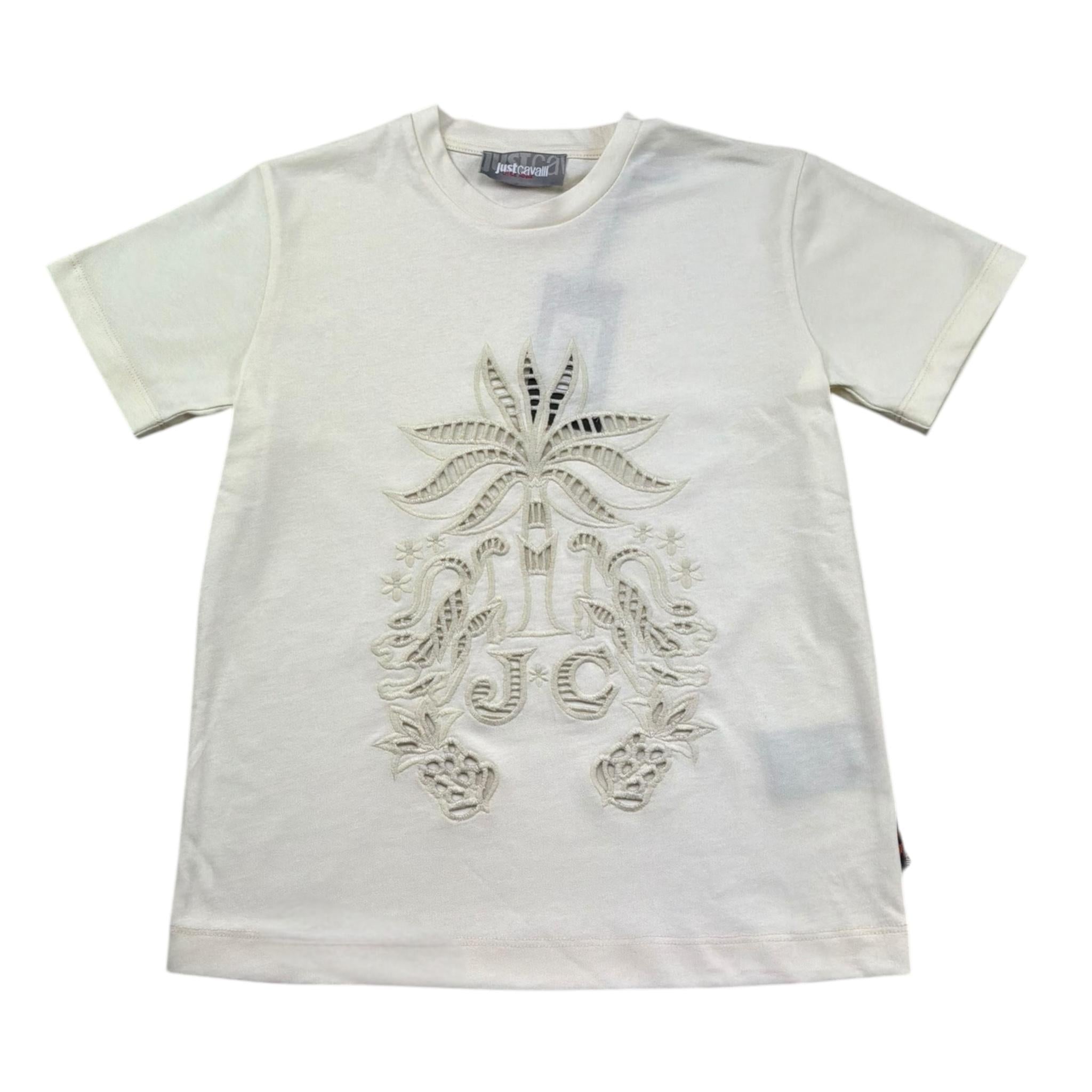Just Cavalli T-Shirt Girocollo Tinta Unita con Trafori per Bambina JGP26134TS AVORIO JUST CAVALLI 