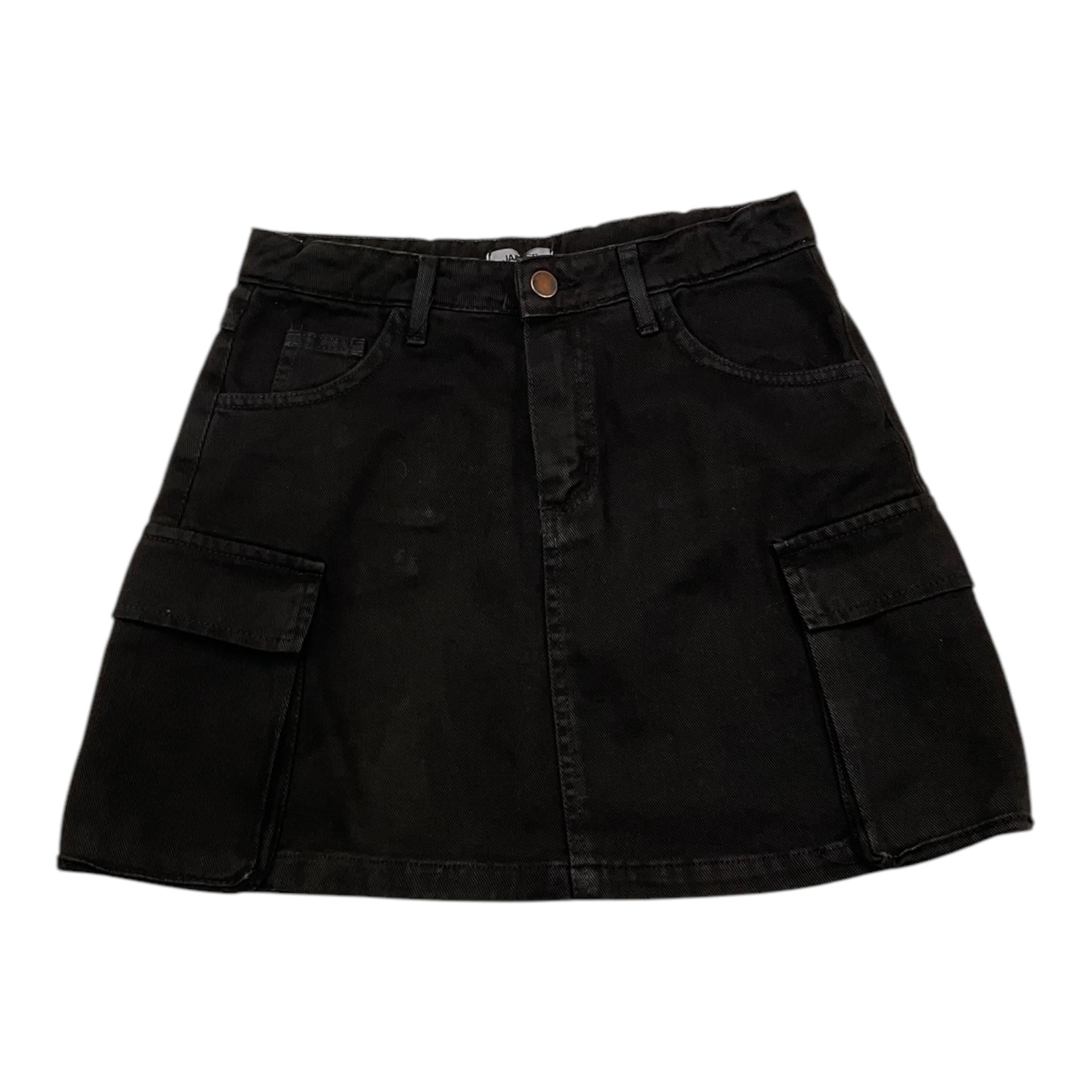 JANICE gonna tinta unita con tasconi Nero per Bambina JN585R NERO JANICE 