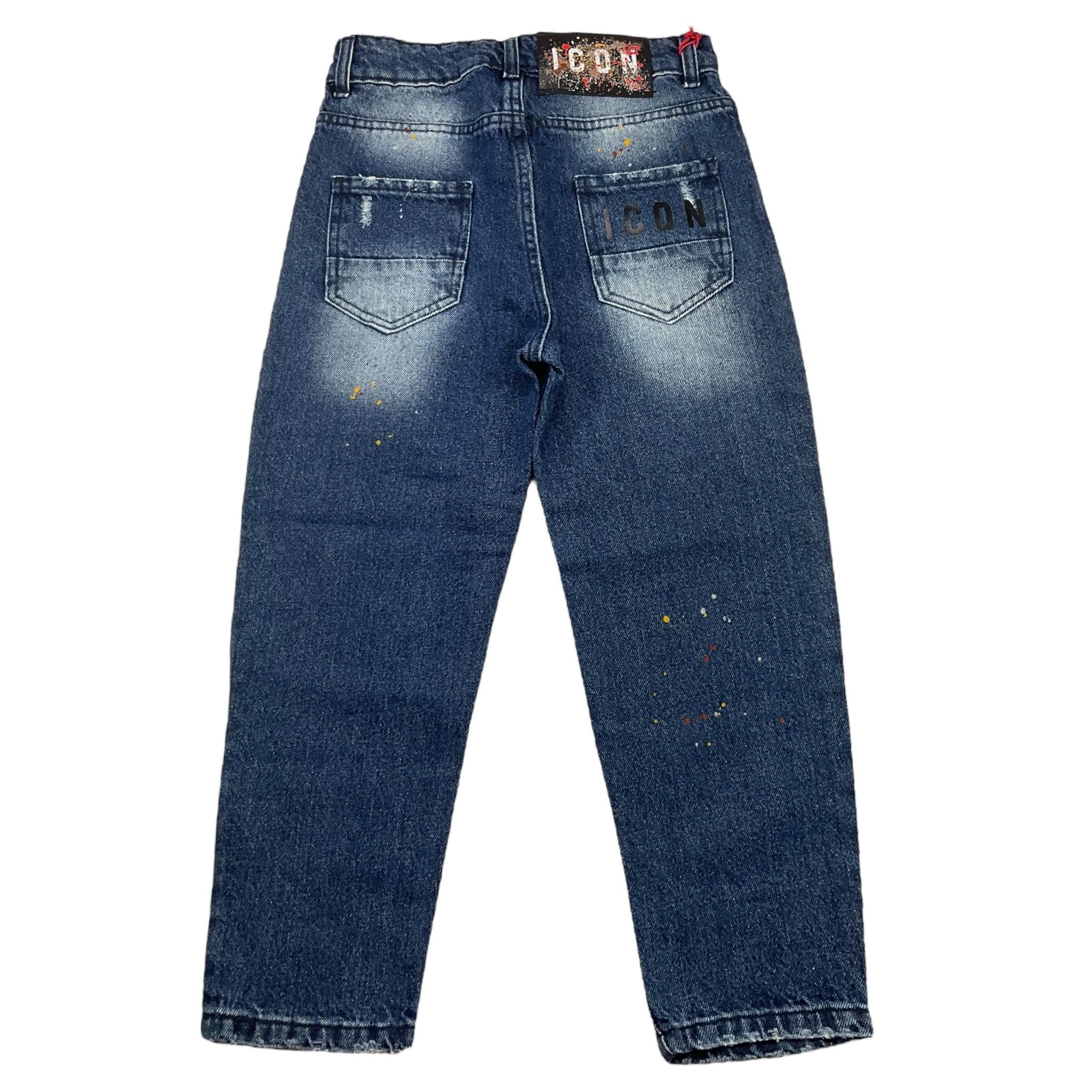 ICON jeans tinta unita con strappi e girovita regolabile Blu per Bambino IBDT00369 BLU ICON 