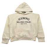 ICEBERG felpa chiusa con cappuccio tinta unita con stampa logo Bianco per Bambina MFICE5336JXXX BIANCO ICEBERG 