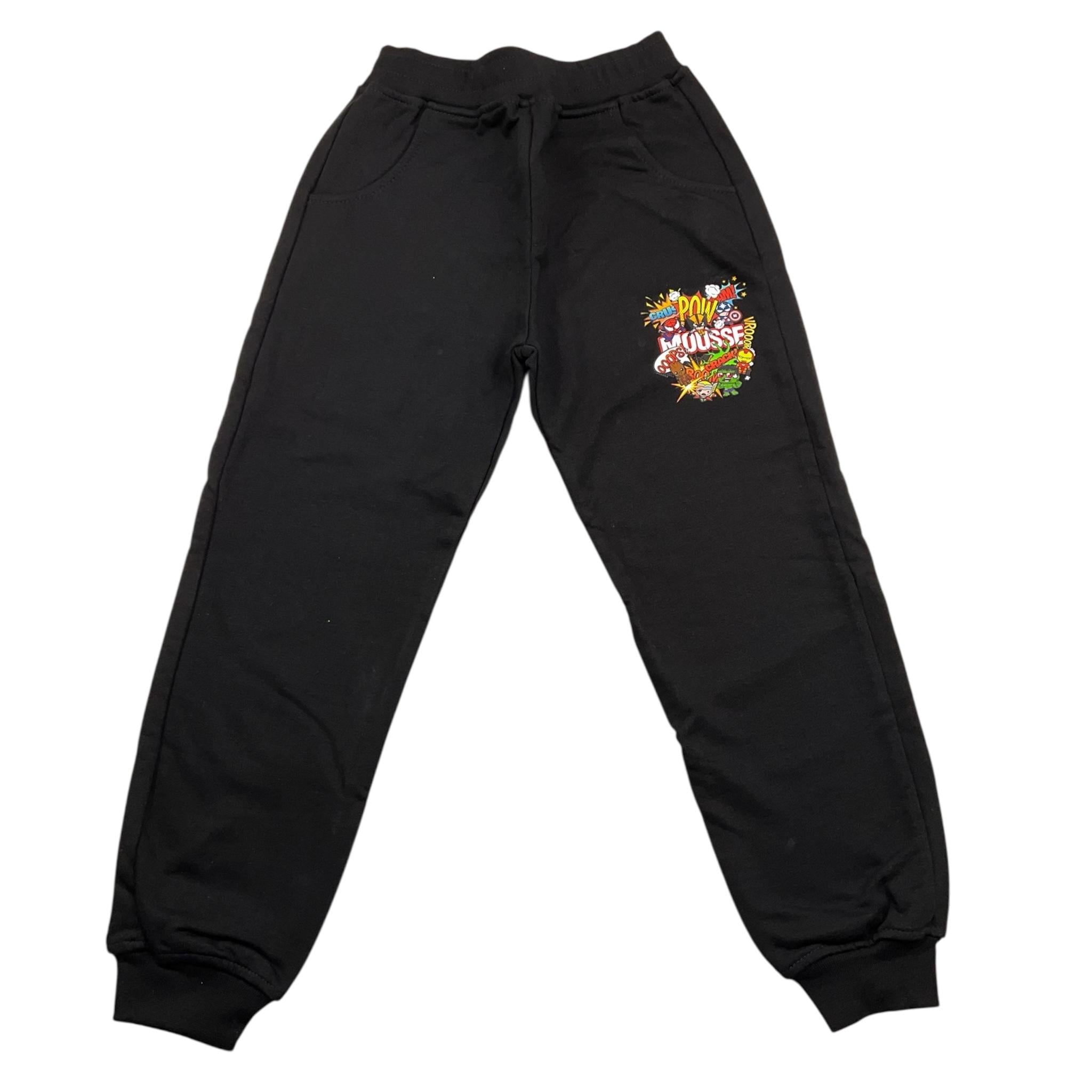 MOUSSE pantalone tuta tinta unita con stampa marvel Nero per Bambino HKPG371G NERO MOUSSE 