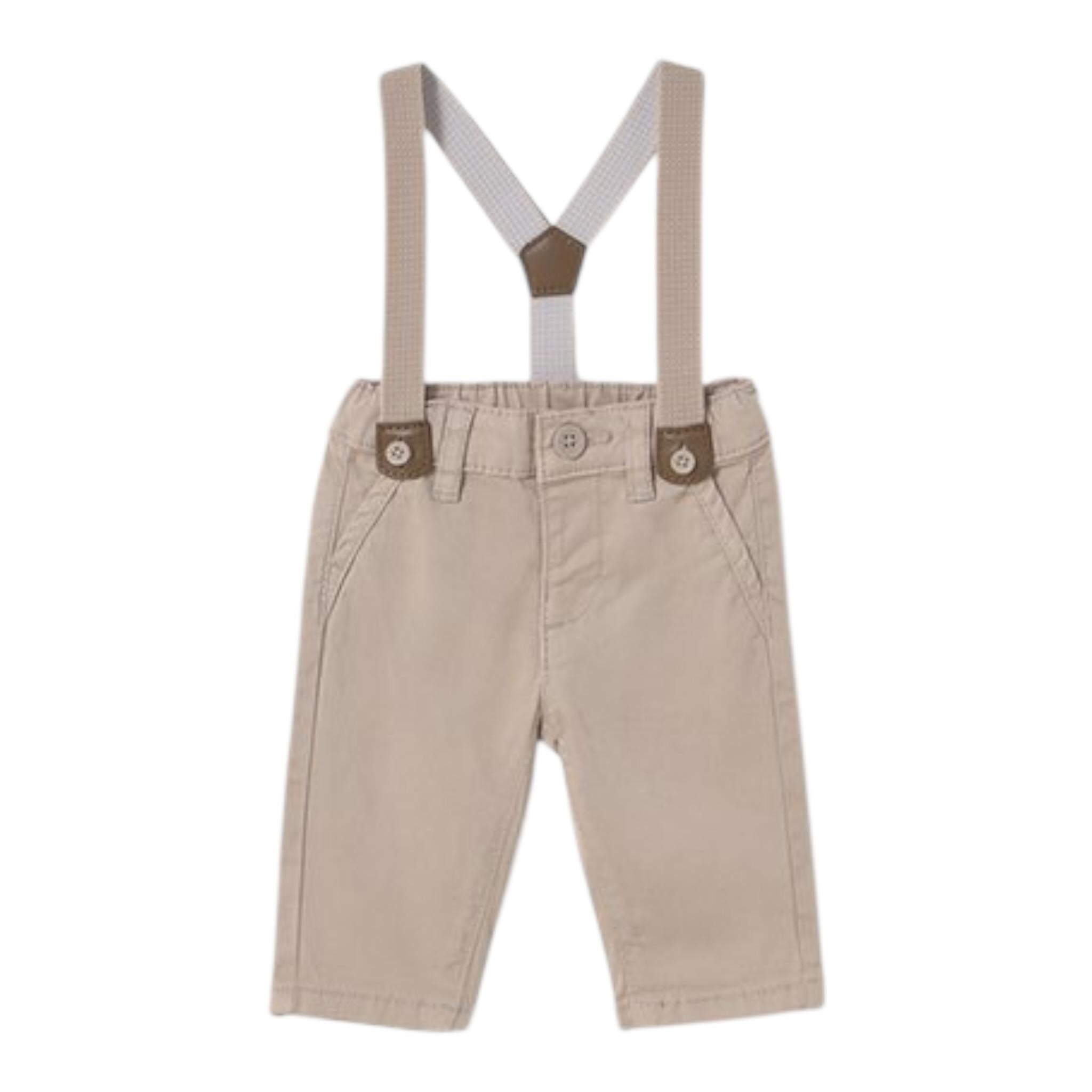 Mayoral Pantalone Tinta Unita con Bretelle per Neonato 1561 BEIGE MAYORAL 