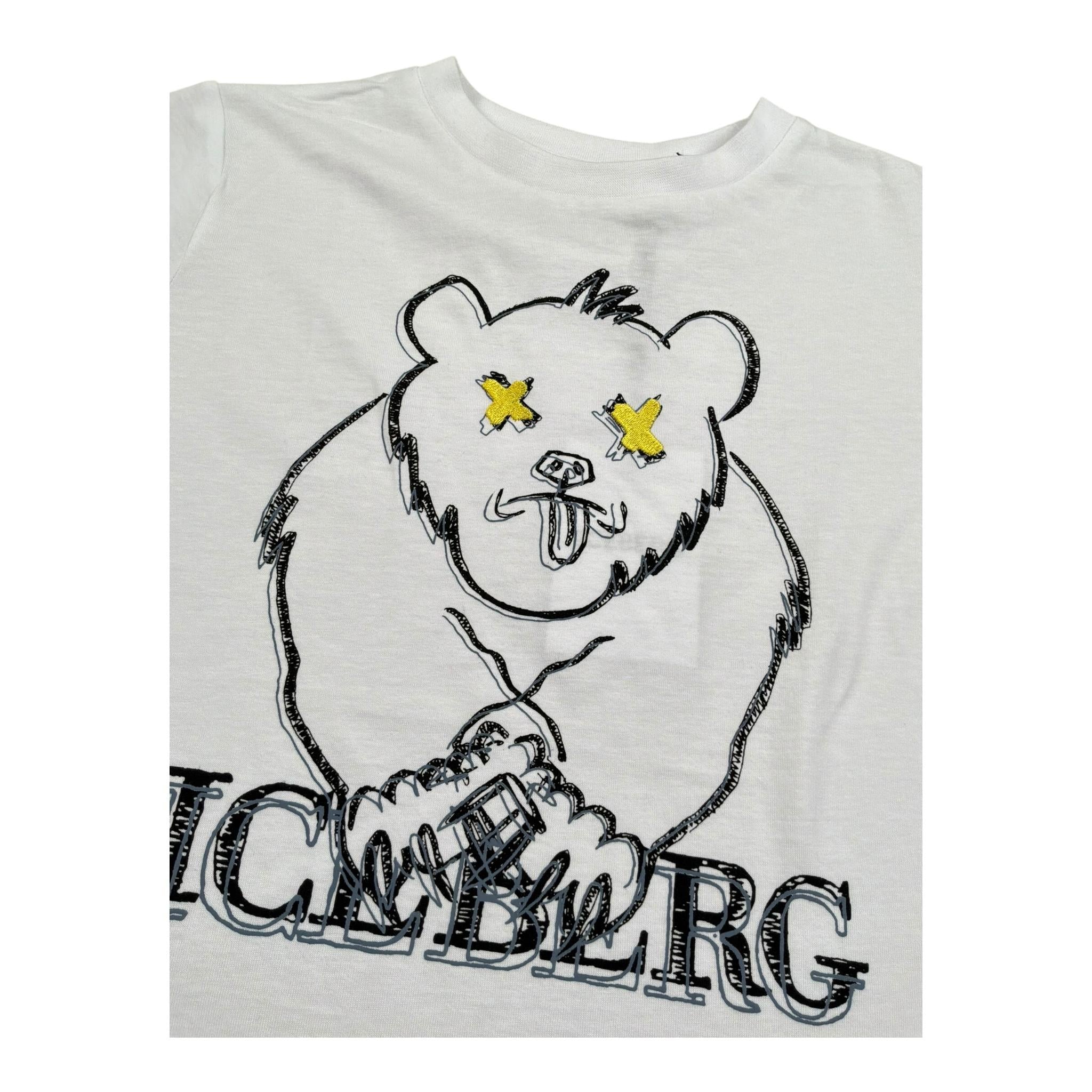 Iceberg T-Shirt Girocollo Tinta Unita con Stampa per Bambino TSICE5106JX BIANCO ICEBERG 
