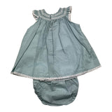 Paz Rodriguez 2-teiliges Set Kleid-Höschen Solid Green für Baby Mädchen