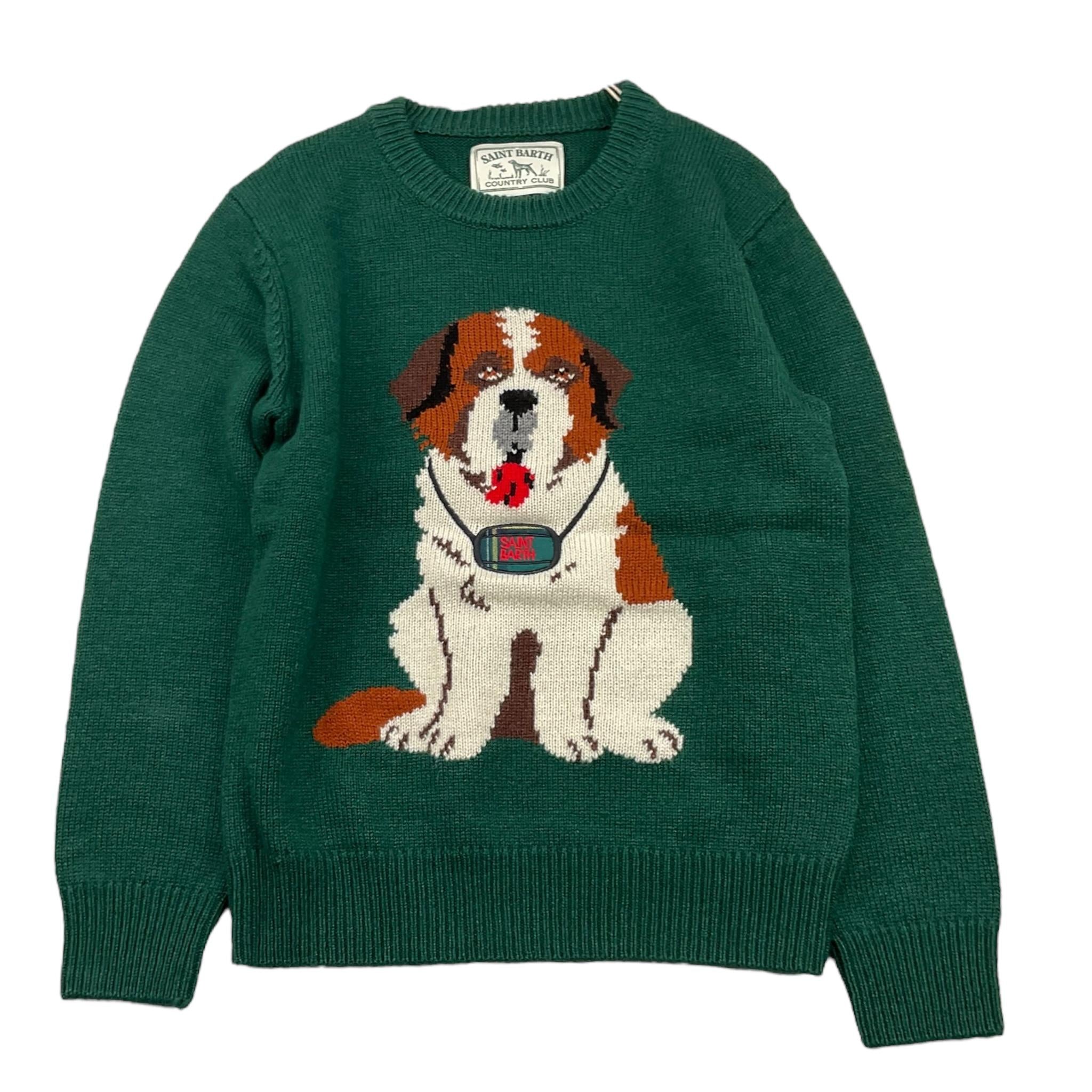 SAINT BARTH maglia girocollo tinta unita con stampa Verde per Bambino DOU000111 VERDE SAINT BARTH 