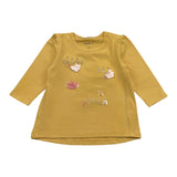 Name.It Shirt Rundhalsausschnitt Einfarbig mit gelbem Aufdruck für Baby Mädchen