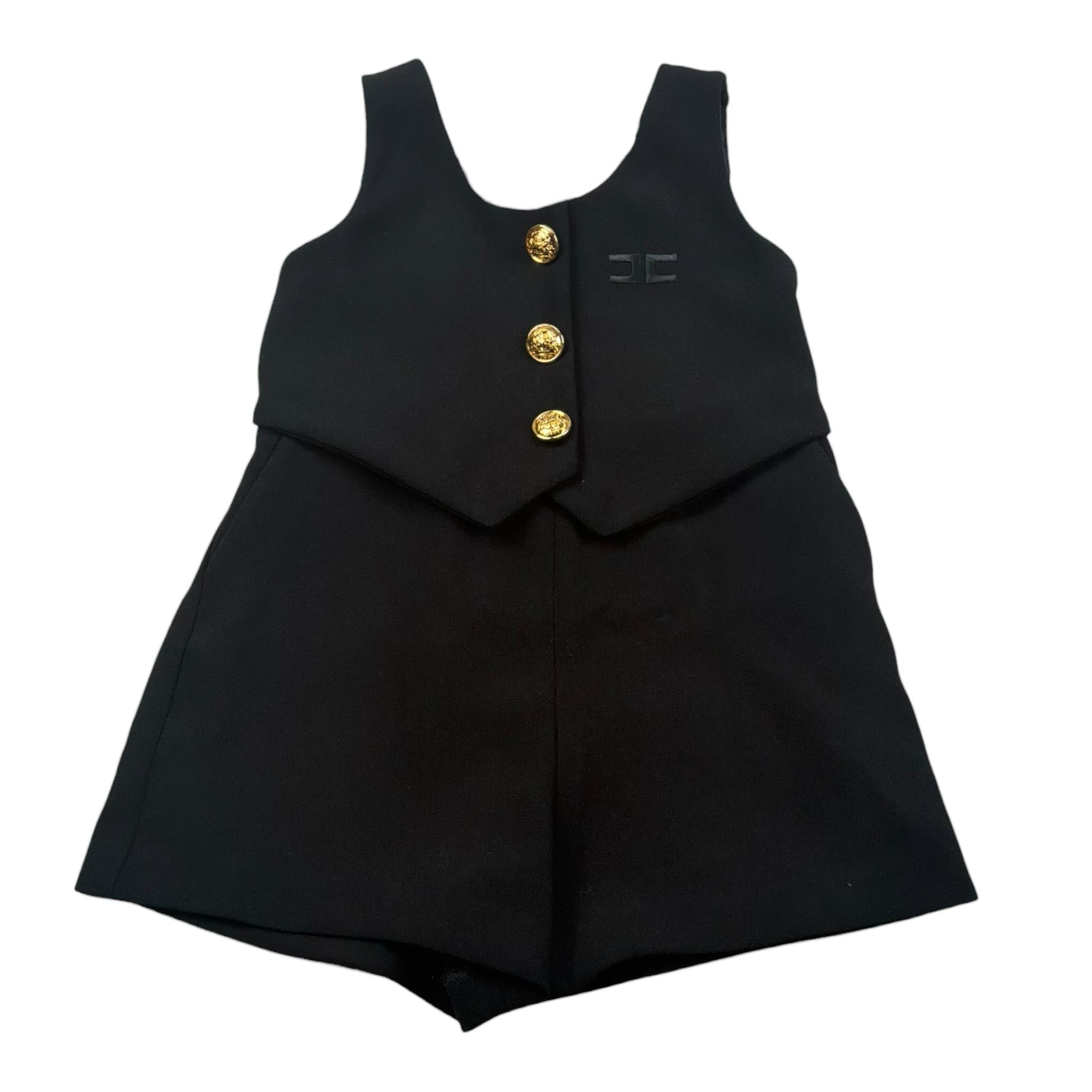 Elisabetta Franchi Tuta Intera Tinta Unita Giromanica  per Neonata EGTA006N NERO ELISABETTA FRANCHI 