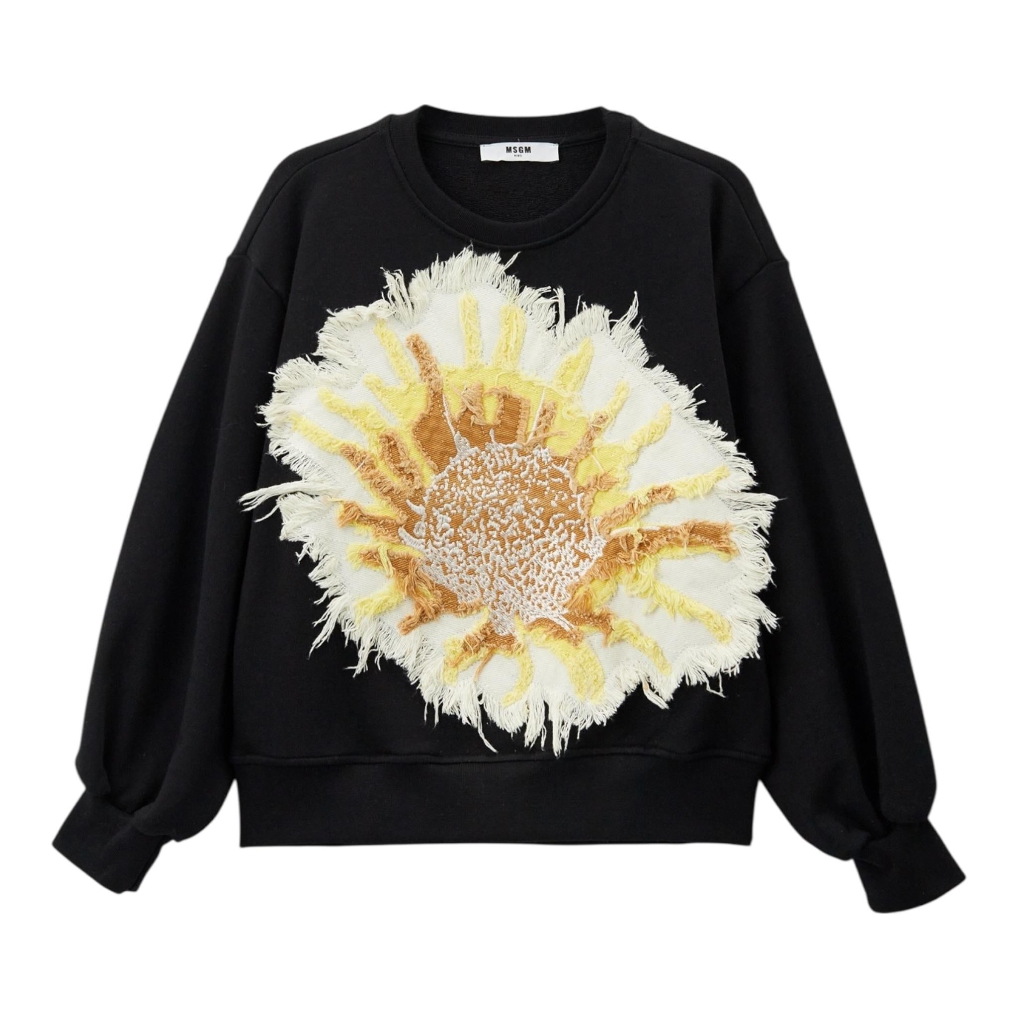 Msgm Felpa Chiusa Girocollo Tinta Unita con Stampa per Bambina S5MSJGSW107X NERO MSGM 