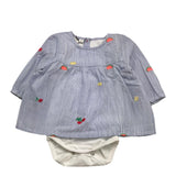 Name.It Zweifarbiges Bodysuit-Modell-Shirt mit hellblauem Muster für Neugeborene