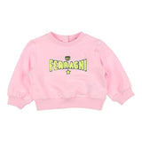 Chiara Ferragni Einfarbiges Rundhals-Sweatshirt mit rosa Aufdruck für Babys