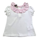 JO Milano Einfarbiges T-Shirt mit Rundhalsausschnitt und weißem Kontrastkragen für Baby-Mädchen