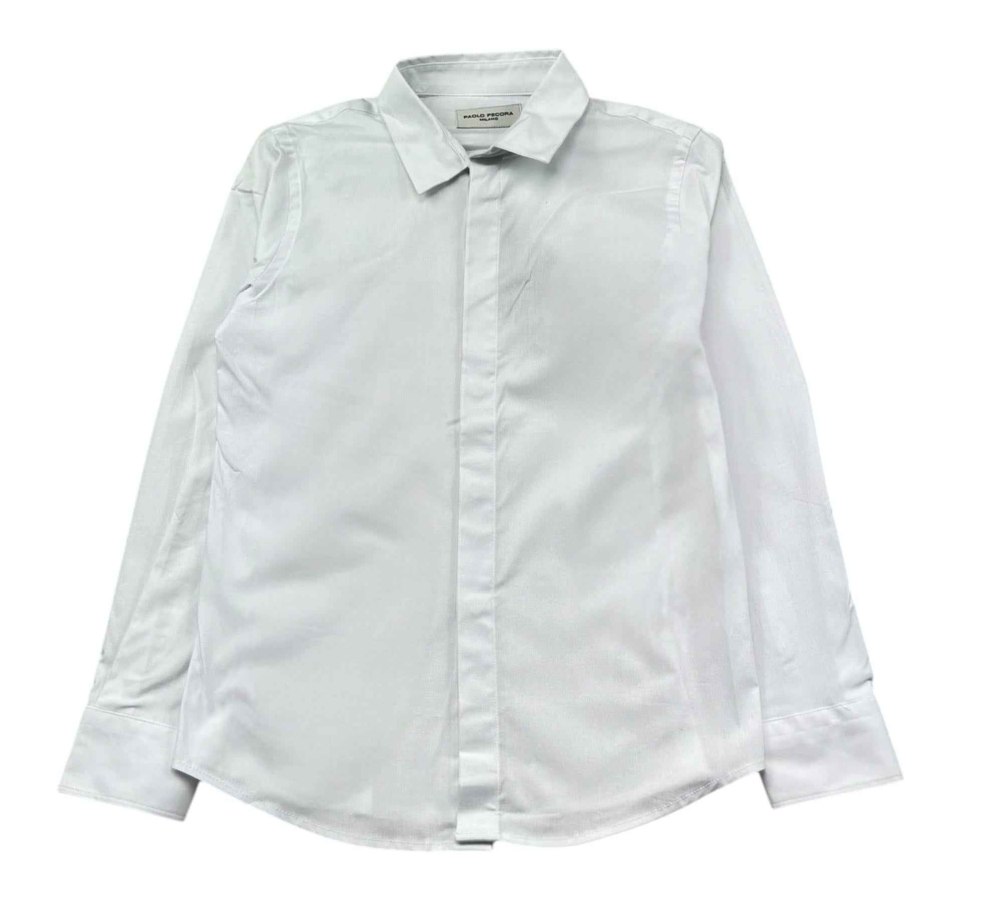 Paolo Pecora Camicia Manica Lunga Tinta Unita per Bambino PP2126 BIANCO PAOLO PECORA 