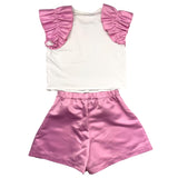 Twinset Complete 2-teiliges T-Shirt-Shorts weiß/pink für Mädchen