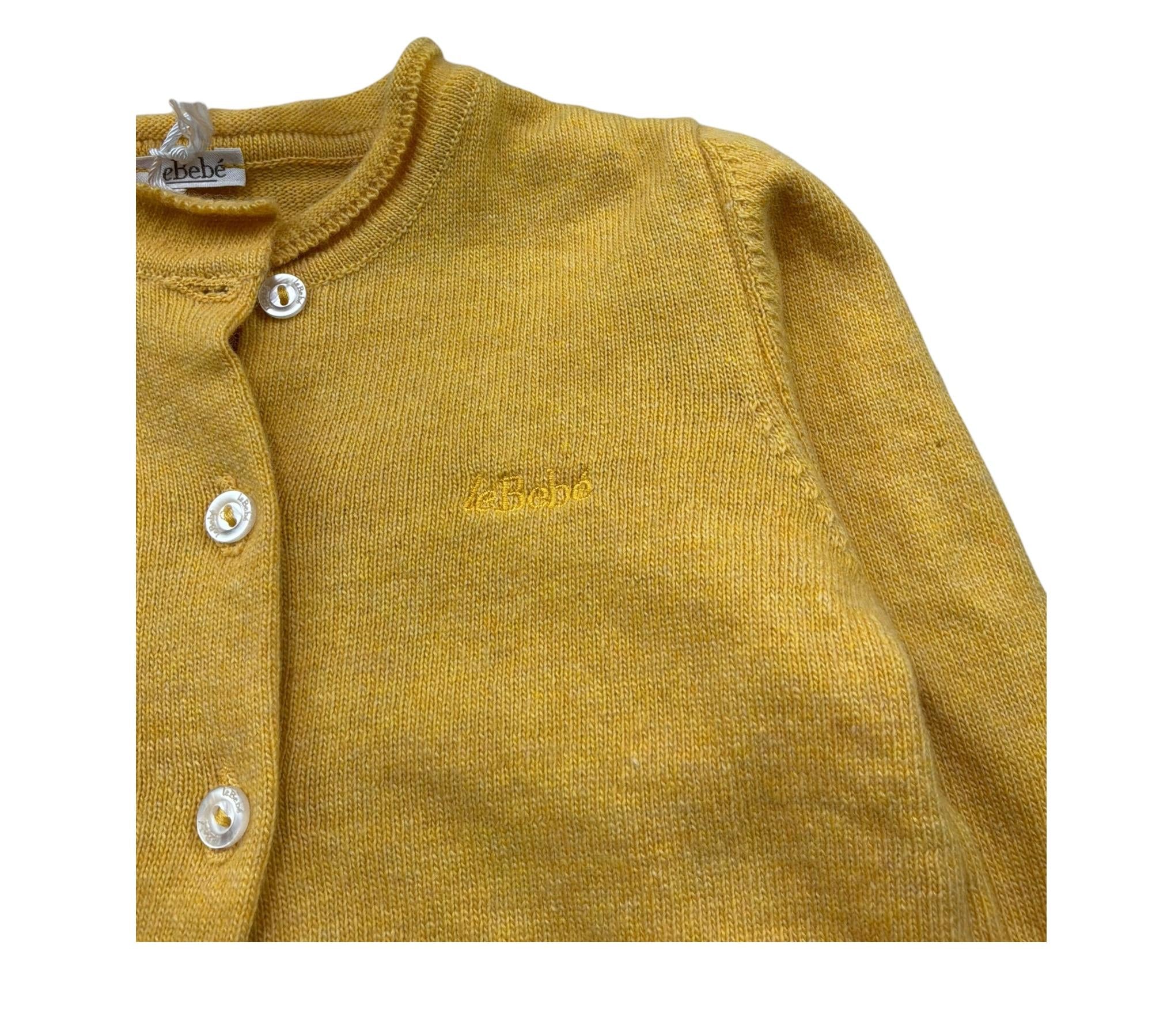 Le Bebe Coprispalle Tinta Unita con Bottoni In Contrasto per Neonata LBG0427 GIALLO OCRA LE BEBE 