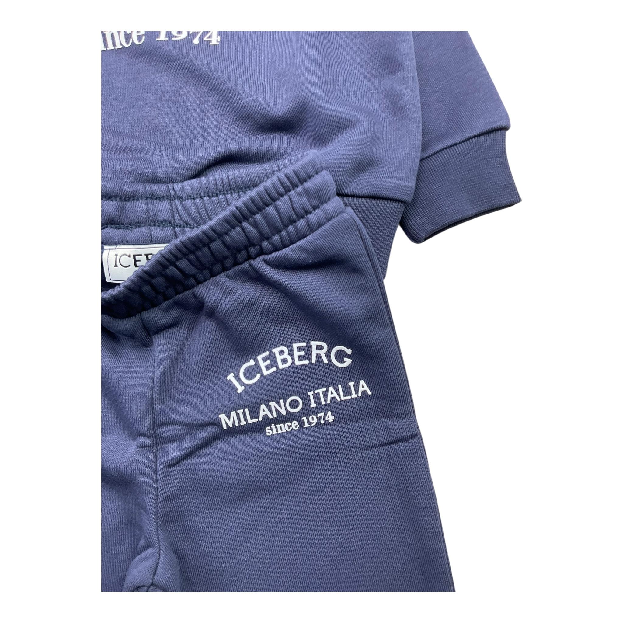 ICEBERG completo 2pz tinta unita felpa-pantalone Blu per Neonato COMICE5300BX BLU ICEBERG 
