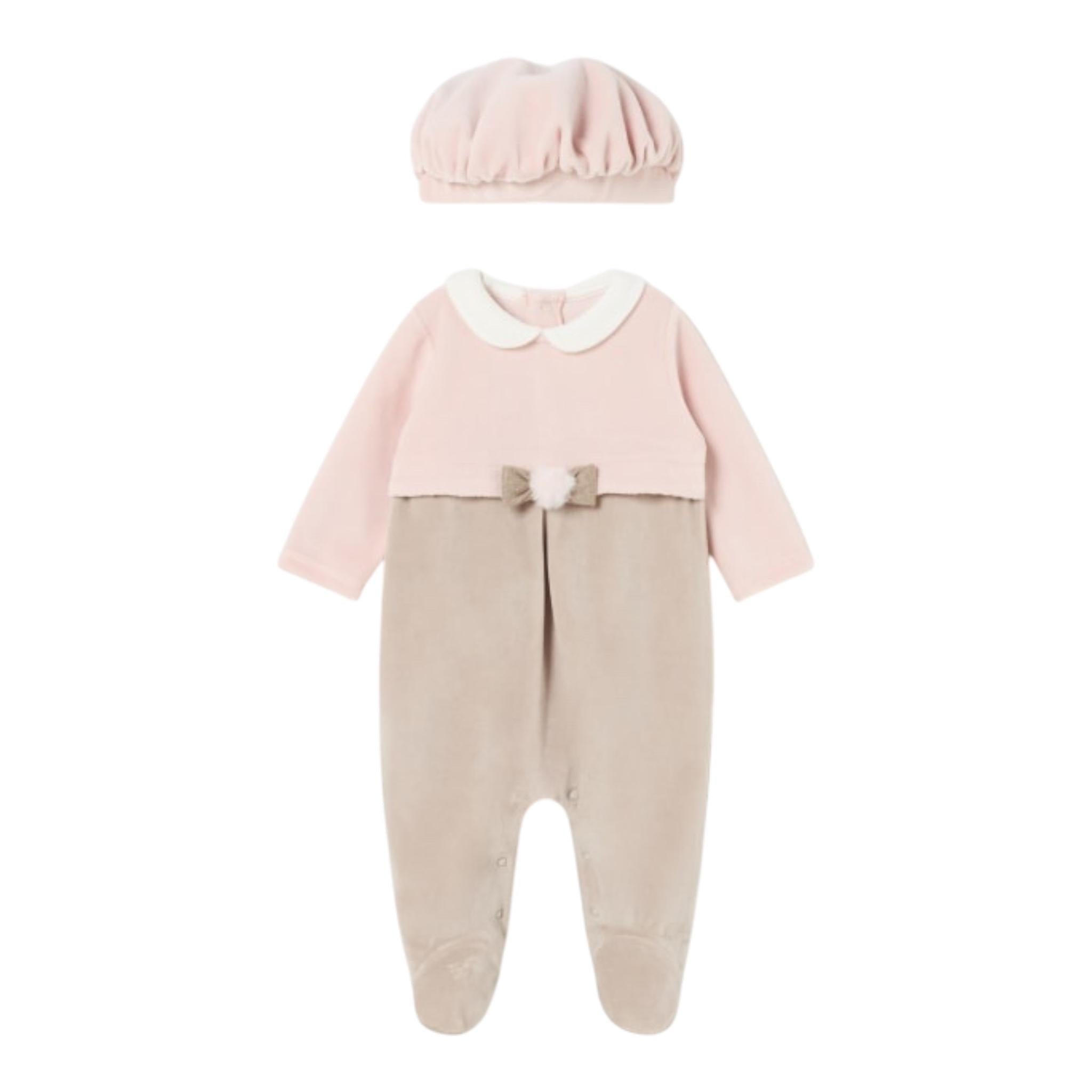 MAYORAL set tutina manica lunga tinta unita in ciniglia con cappello Rosa per Neonata 2782X RSAQ MAYORAL 