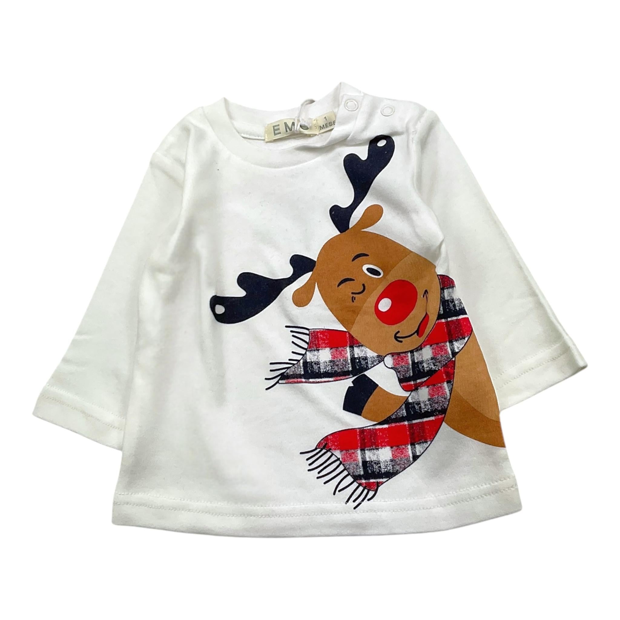 EMC shirt gircollo tinta unita con stampa Bianco per Neonato BX2287 BIANCO EMC 