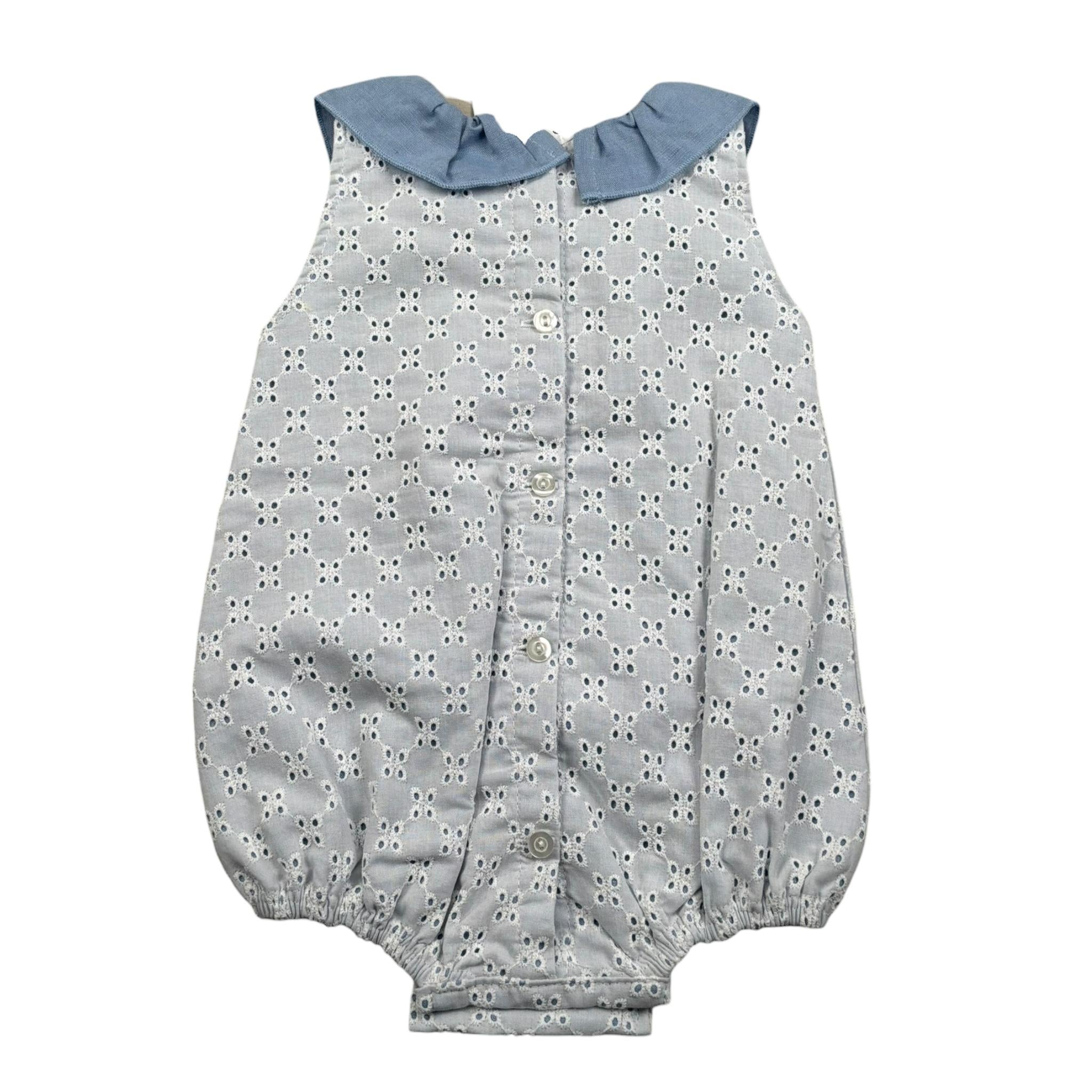 Juliana Pagliaccetto Giromanica Tinta Unita In Pizzo Sangallo per Neonata 25178 BIANCO/BLU JULIANA 