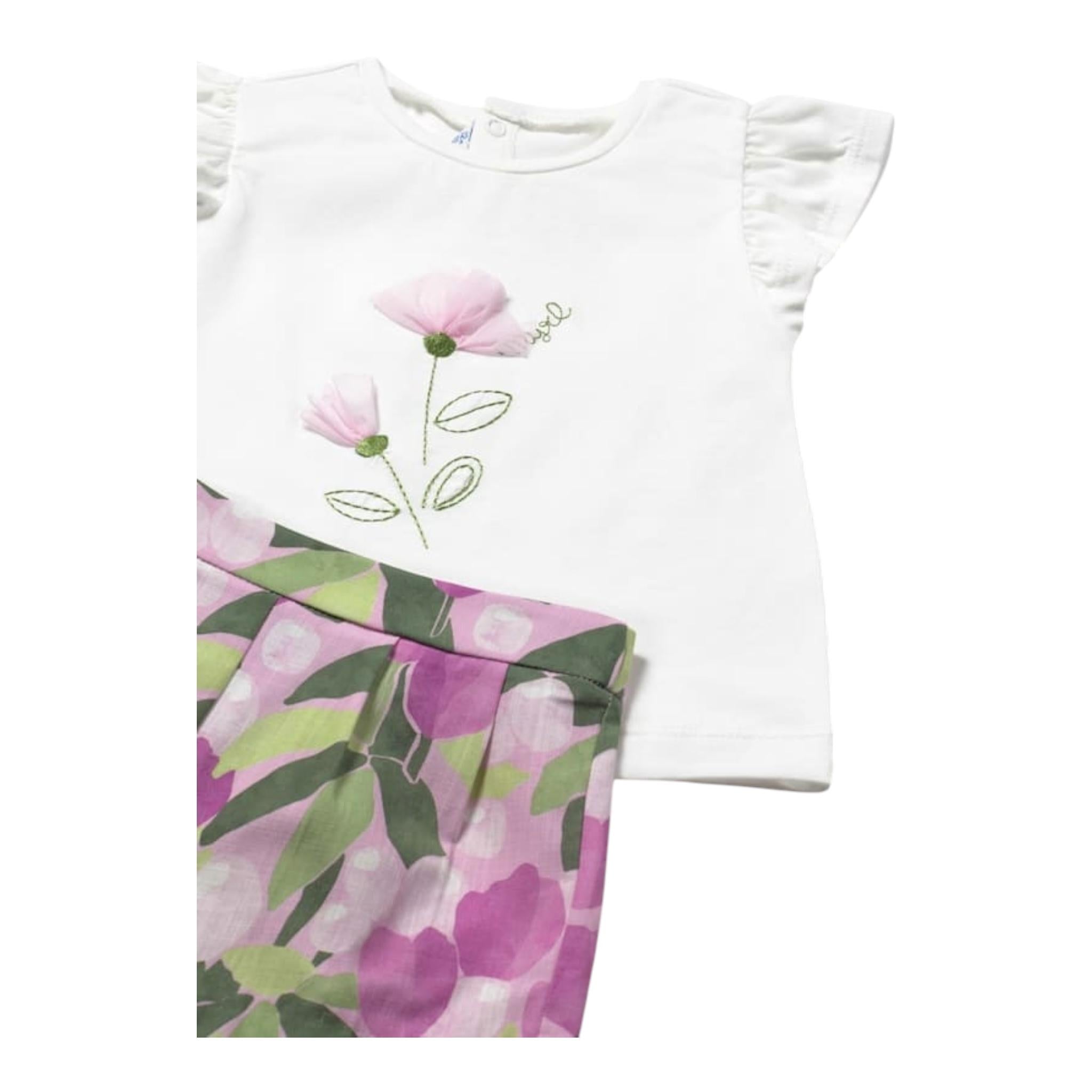 Mayoral Completo 2 Pezzi T-Shirt-Shorts per Neonata 1237 BIANCO/ROSA MAYORAL 