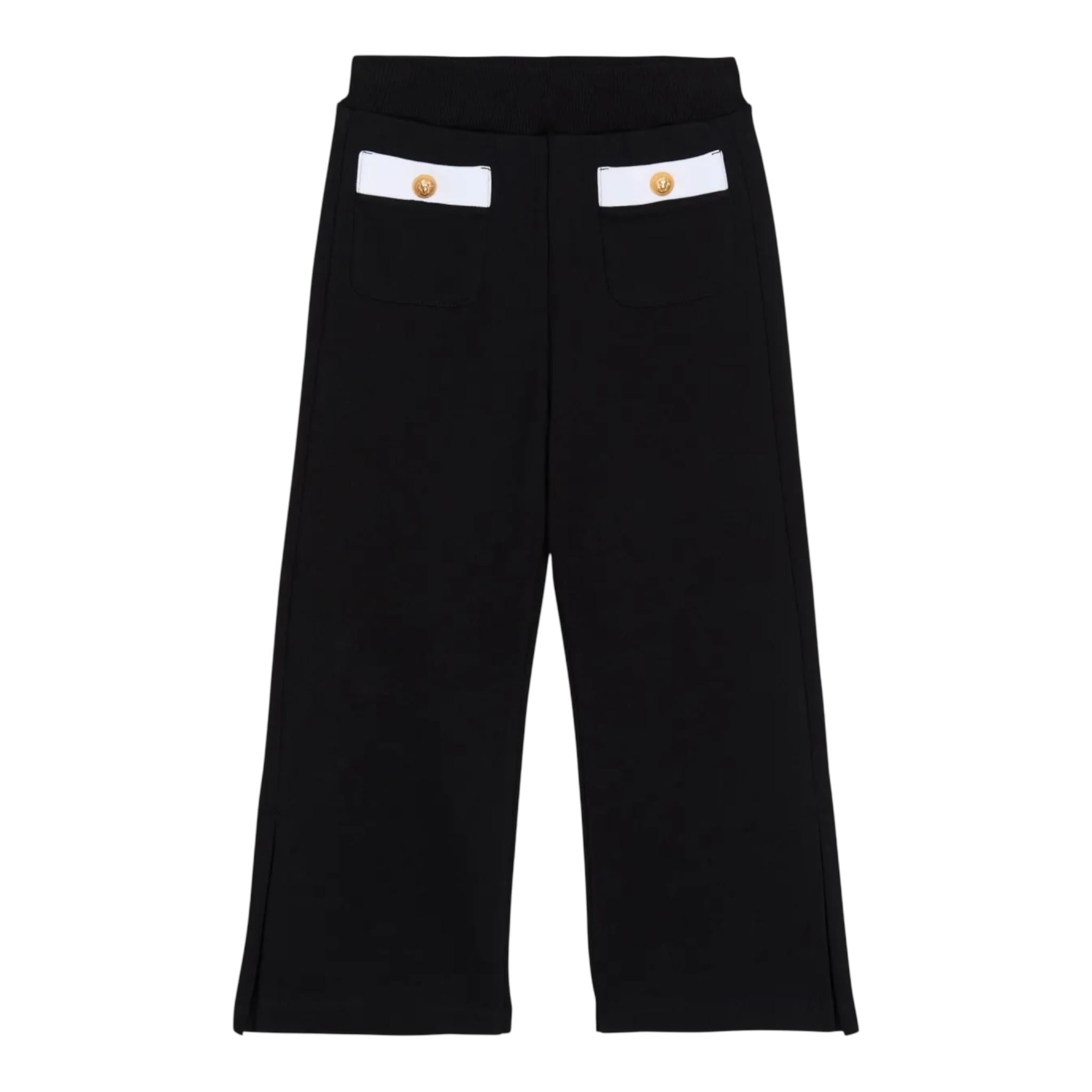 Balmain Pantalone Modello A Palazzo Tinta Unita per Bambina BW6B30 NERO BALMAIN 