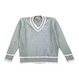 Nupkeet Einfarbiger Pullover mit Stickerei und V-Ausschnitt Grau für Jungen