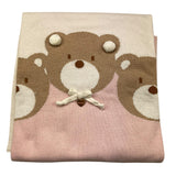 LE BEBE' coperta bicolore con orsi Panna/rosa per Neonata LBG5445 PANNA/ROSA LE BEBE' 