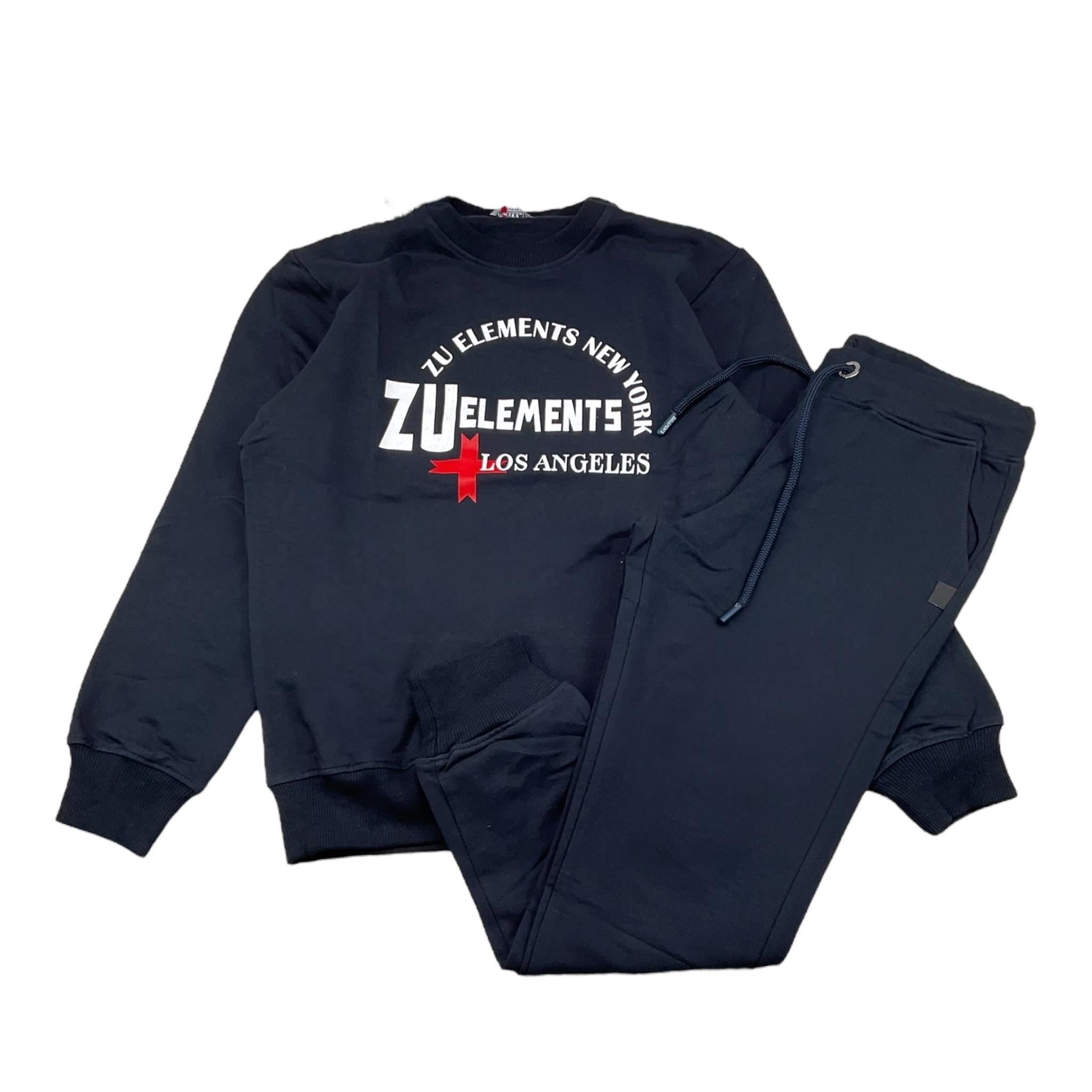 ZU+ELEMENTS completo 2pz felpa-pantalone tinta unita Blu per Bambino ZU1718 BLU ZU+ELEMENTS 