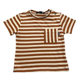 Please T-Shirt Rundhals Streifenmuster Weiß/Biscuit für Neugeborene