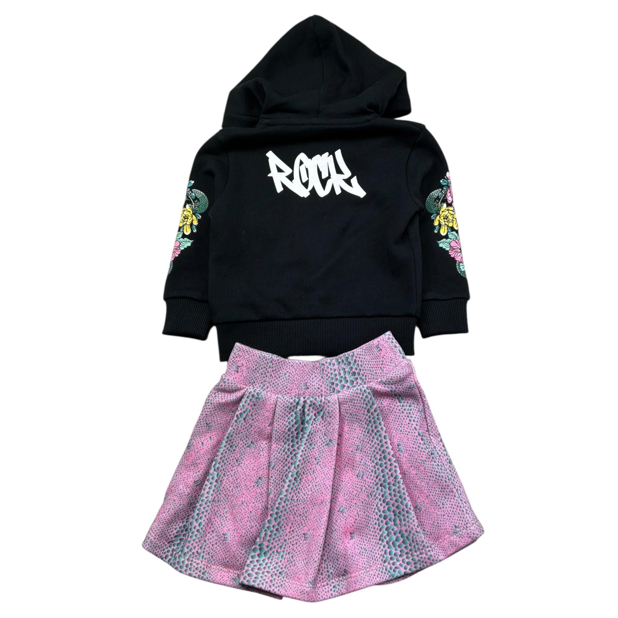 John Richmond Completo 2 Pezzi Felpa-Gonna Bicolore per Neonata RIP26058CF NERO/ROSA JOHN RICHMOND 