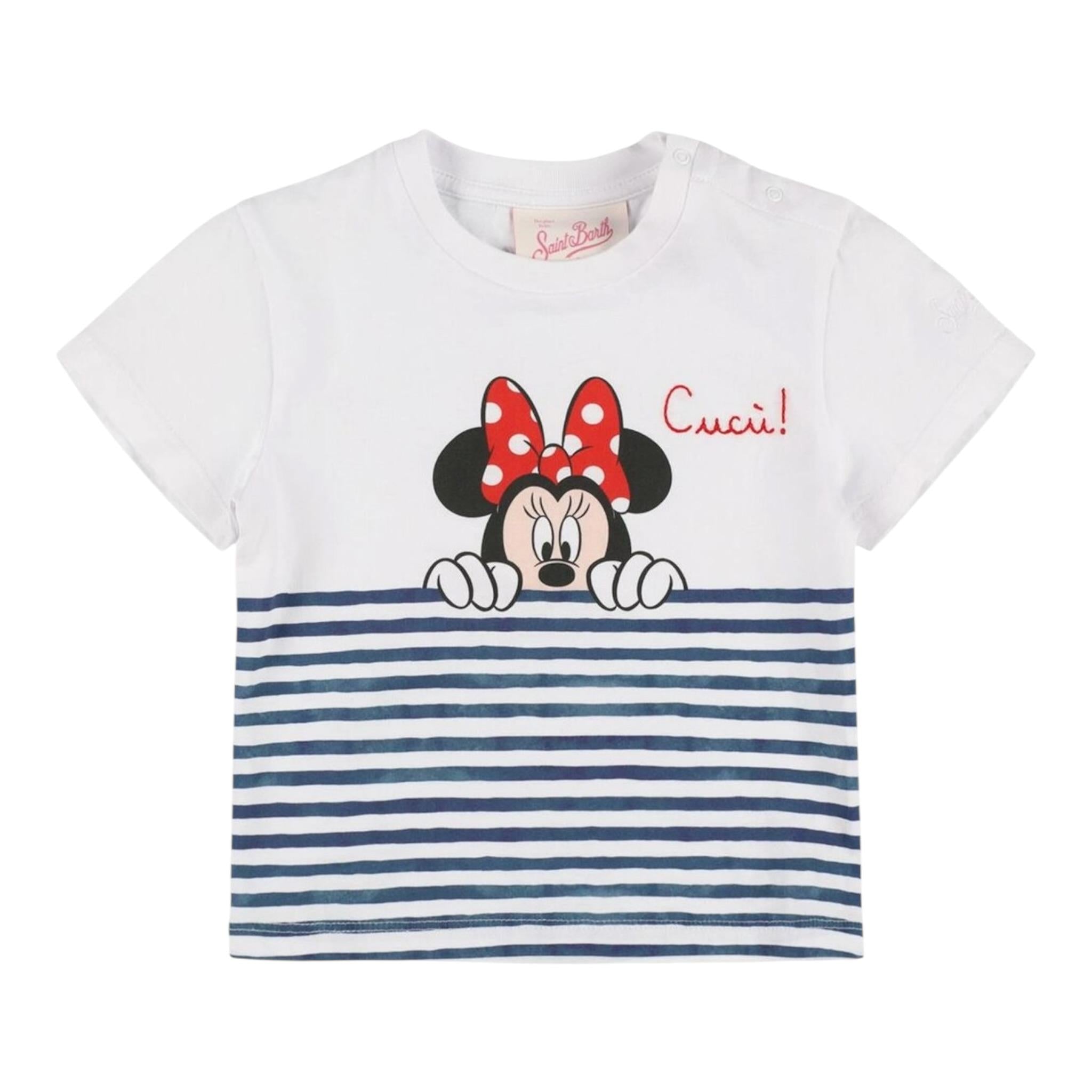 Saint Barth T-Shirt Girocollo Tinta Unita con Stampa Minnie per Bambina ELLYM BIANCO SAINT BARTH 