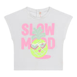 Billieblush Einfarbiges T-Shirt mit Rundhalsausschnitt und bedrucktem Glitzer in Weiß für Baby-Mädchen