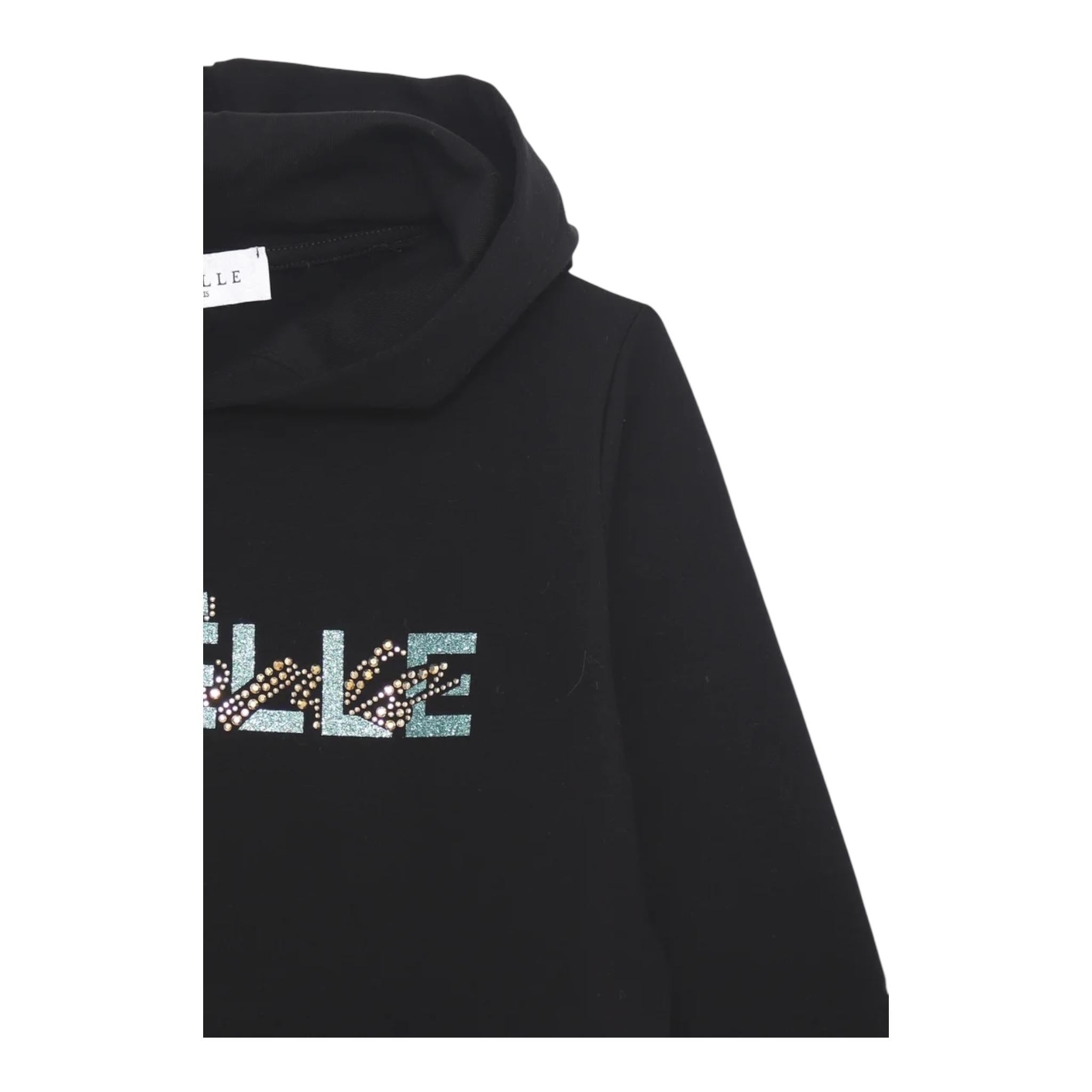GAELLE felpa chiusa con cappuccio tinta unita cn stampa in contrasto Nero per Bambina 2741F00391 NERO GAELLE 