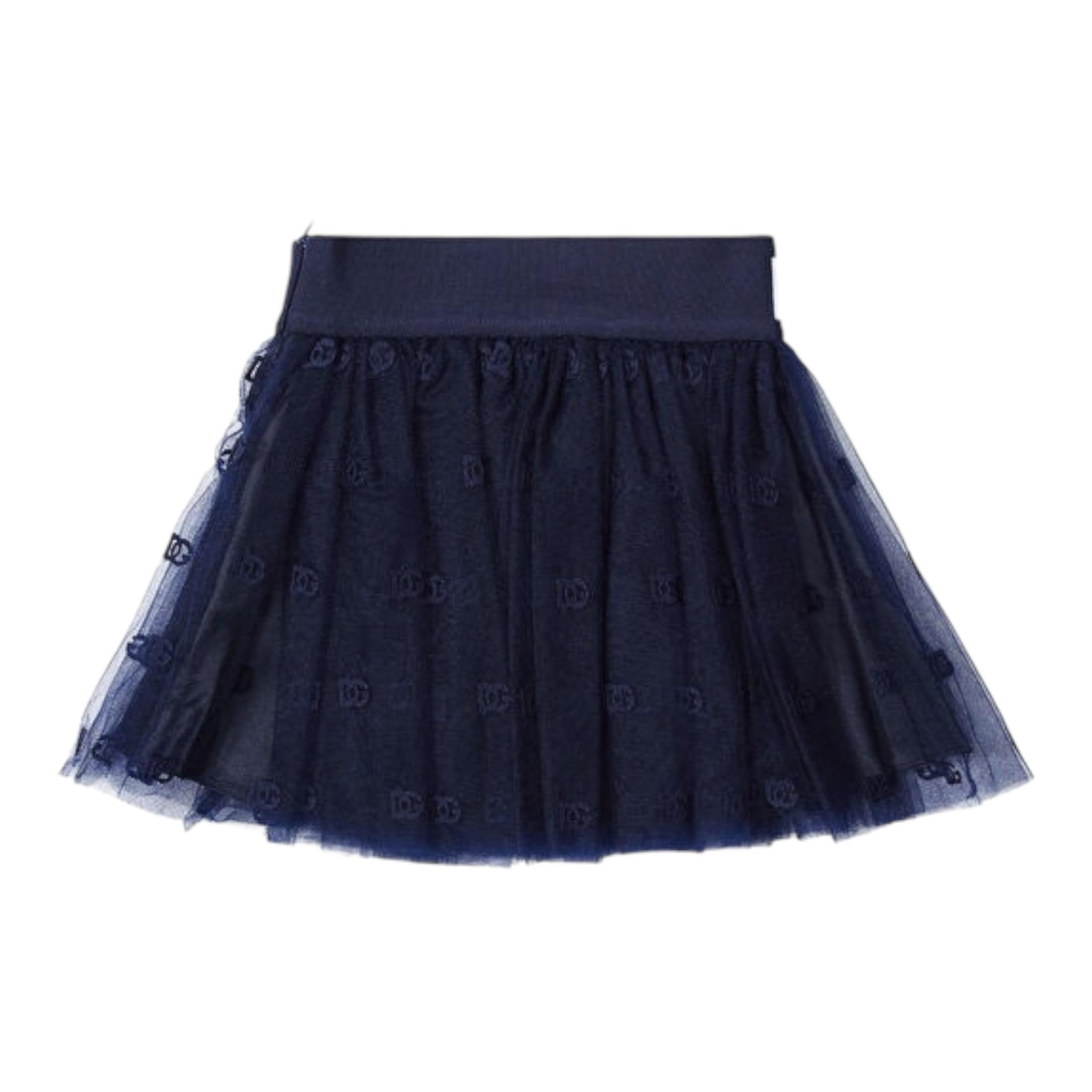 DOLCE & GABBANA gonna tinta unita logata con tulle Blu per Bambina L54I61 BLU DOLCE & GABBANA 