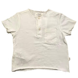 Teddy E Minou – Schlichtes T-Shirt mit Knöpfen und Tasche, Creme für Neugeborene