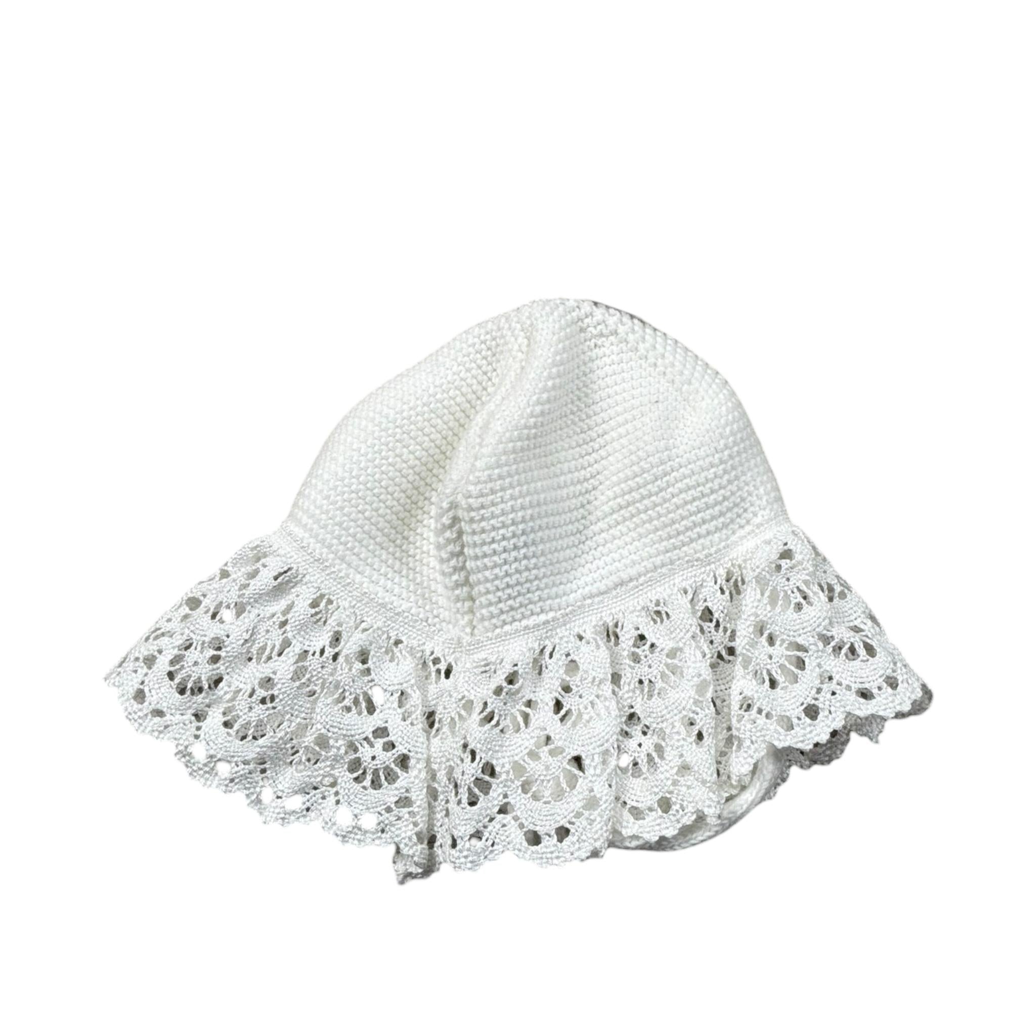 Cnd Cappello Tinta Unita con Ricami per Neonata 50120010 BIANCO CND 