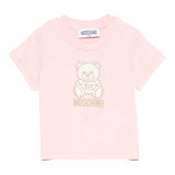 Moschino T-Shirt Girocollo Tinta Unita con Orso per Neonata MFM047 ROSA MOSCHINO 