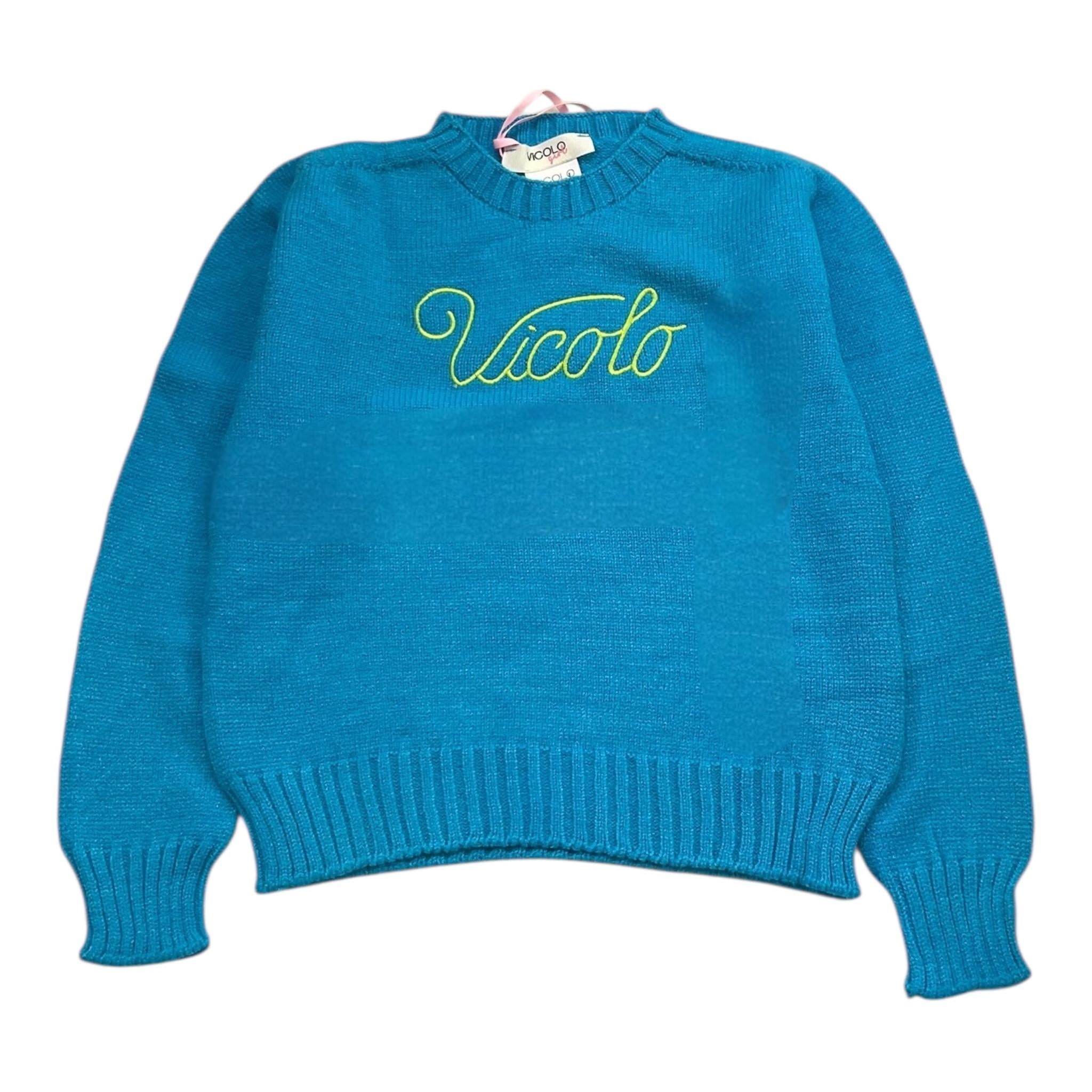 VICOLO maglia girocollo tinta unita con stampa Azzurro per Bambina 3141W00160 AZZURRO VICOLO 