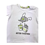 Emc T-Shirt Rundhals Einfarbig mit Kontrastdruck Weiß für Neugeborene