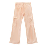 N°21 Einfarbige Cargohose mit verstellbarer Taille in Rosa für Mädchen