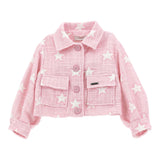 Monnalisa Einfarbige Jacke mit rosa Sternenmuster für Mädchen