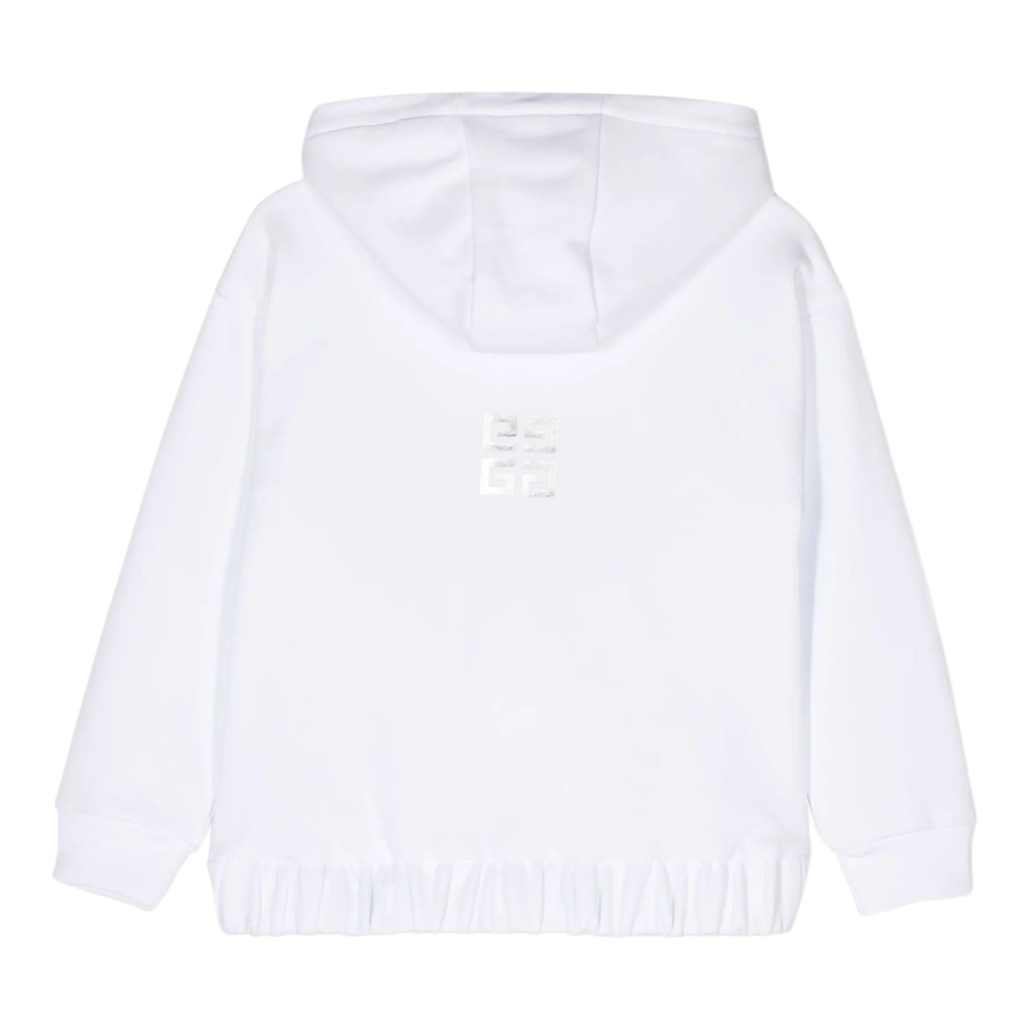 GIVENCHY felpa chiusa con cappuccio tinta unita con logo Bianco per Bambina H15348 BIANCO GIVENCHY 